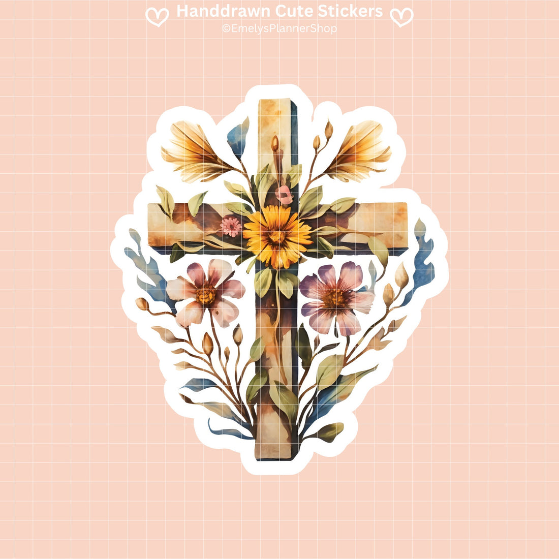 Blooming Faith: Unveil Our Flower Cross Sticker! 🌸✝️