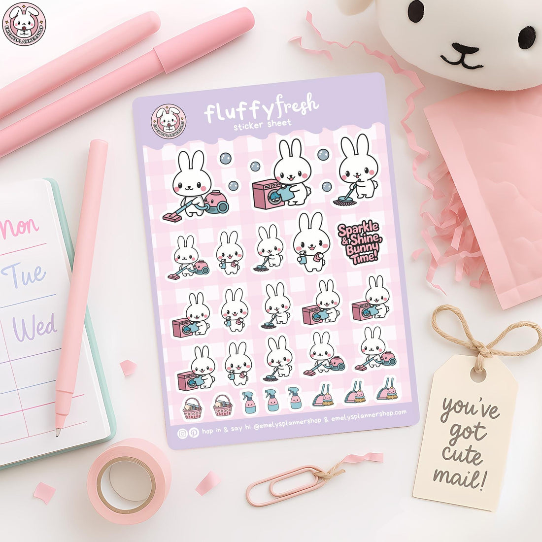 Hop Into Clean: Kawaii Bunny Stickers to Spruce Up Your Routine! 🐇✨