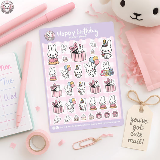 🎉 Meet Your New Party Pals: Hoppy Birthday Bunny Stickers! 🐰✨