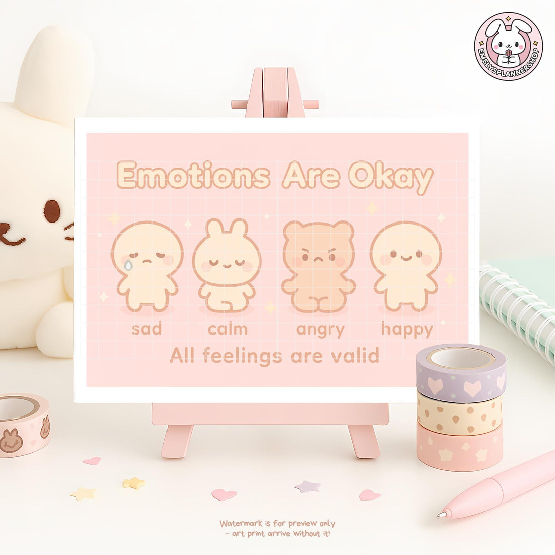 Feel the Kawaii Vibes with Our New Emotions Are Okay Art Print!