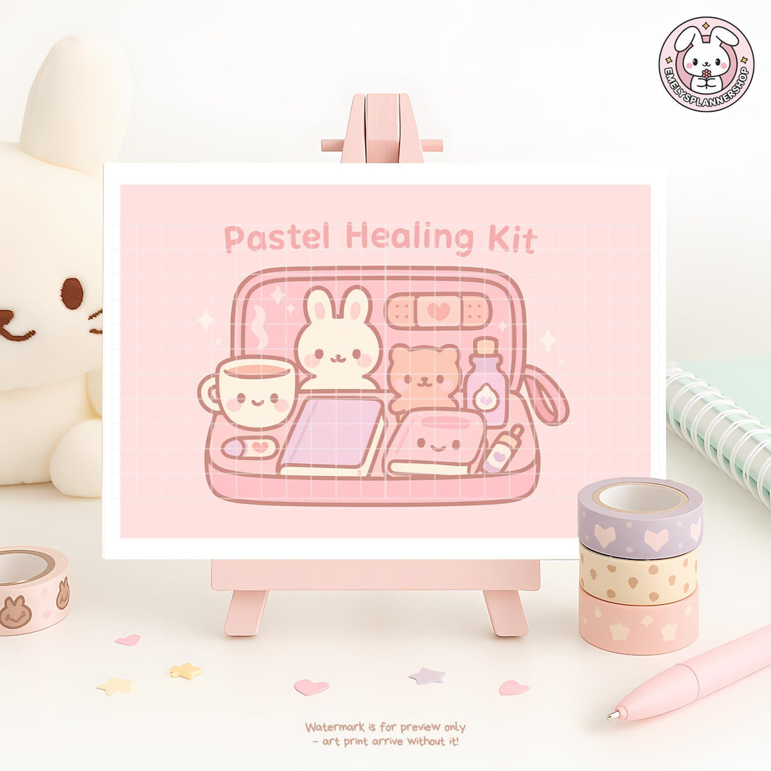 Pastel Healing Kit: Adorable Art Print for Blissful Self-Care ✨