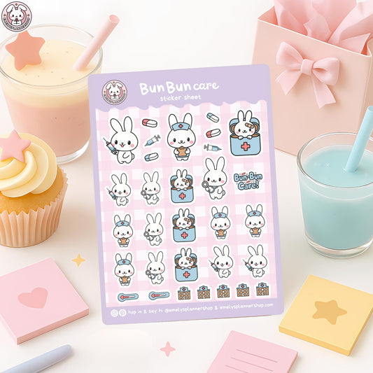 Häschen-Helden: Deine süße Gesundheits-Checkliste mit Bun Bun Care Bunny Stickern!
