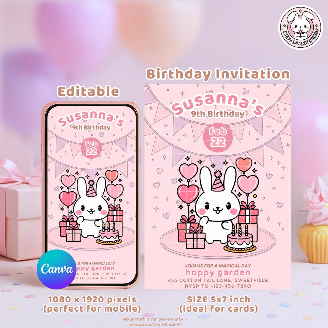 Hop Into Party Fun with Our New Kawaii Bunny Invitation! ๐ฐ๐