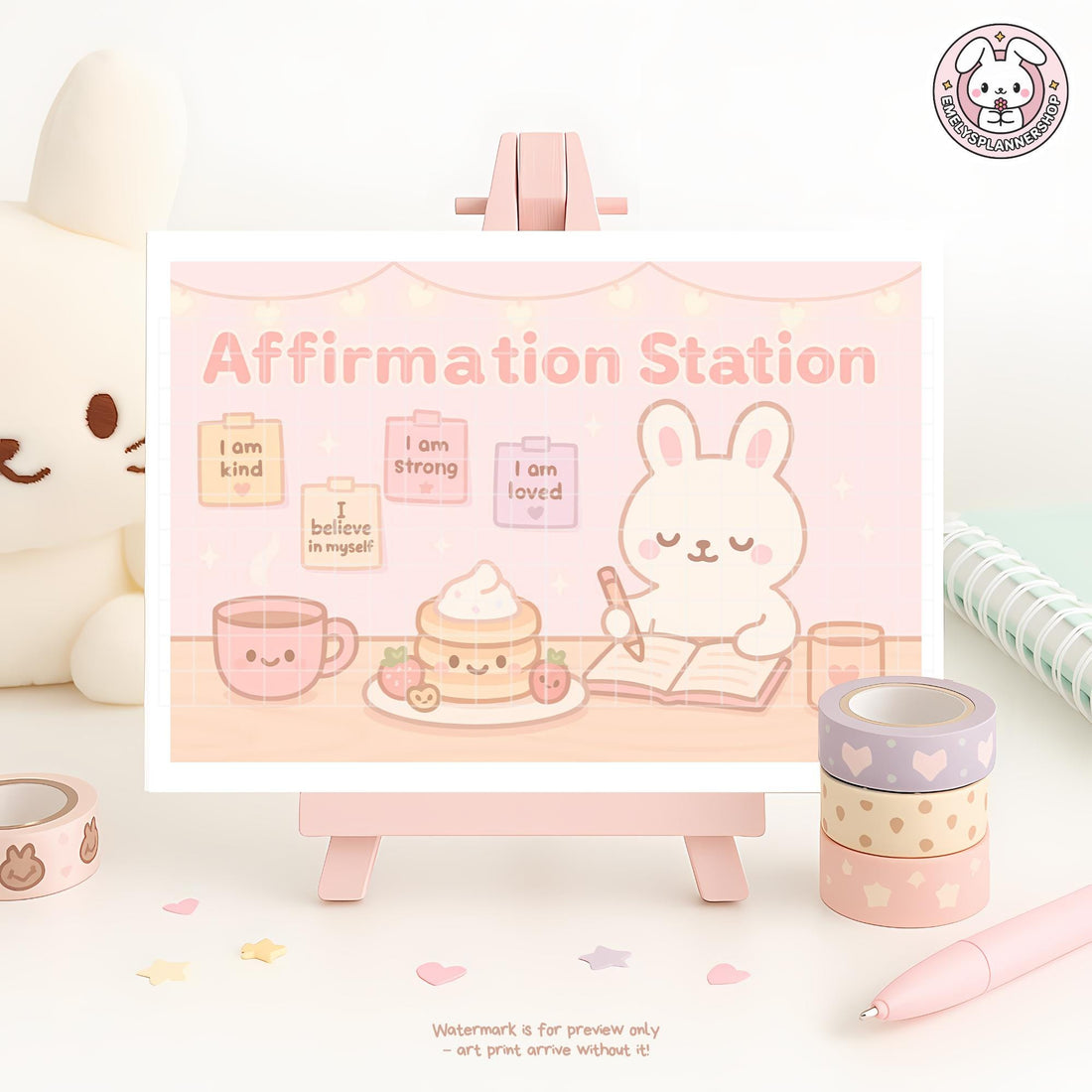 Hop into Positivity with Our Kawaii Bunny Affirmation Poster! 🌸🐰
