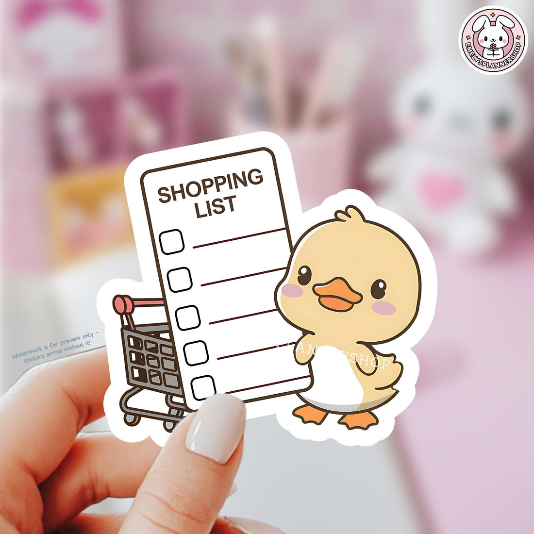 Quack Up Your Plans with Our New Kawaii Duck Shopping Sticker! 🦆🛒